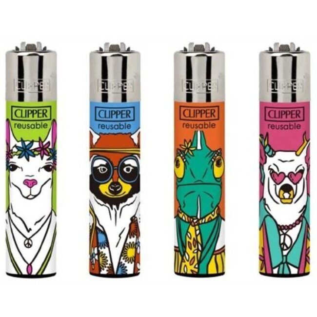 Clipper Set of 4 Clipper Lighters Hippie Theme