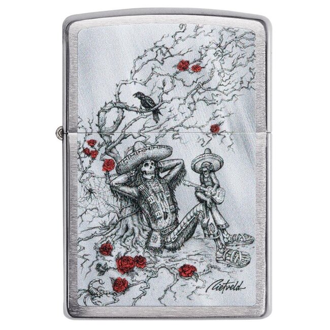 Aansteker Zippo Rick Rietveld Mexican Skeleton Rose