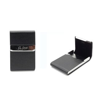 Guy Janot Cigarette Case Metal Leather Black Small