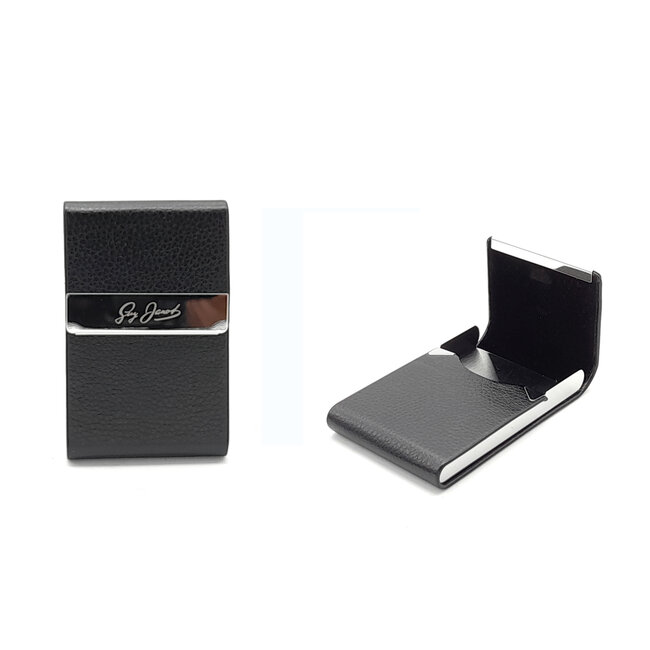 Guy Janot Cigarette Case Metal Leather Black Small