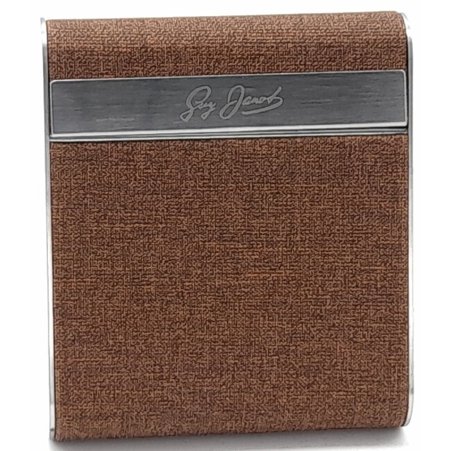 Cigarette Case Metal Canvas Coffee Large