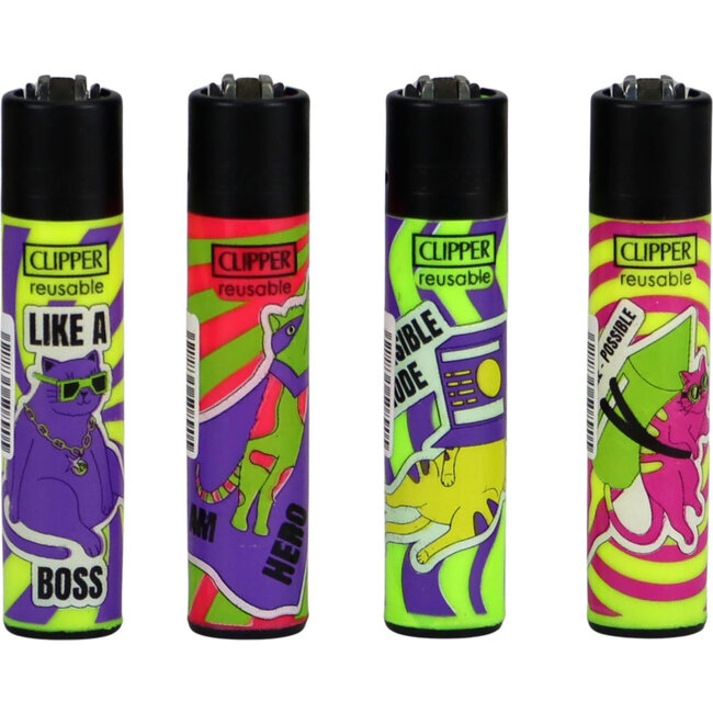 Clipper Set of 4 Clipper Lighters Cat Rules