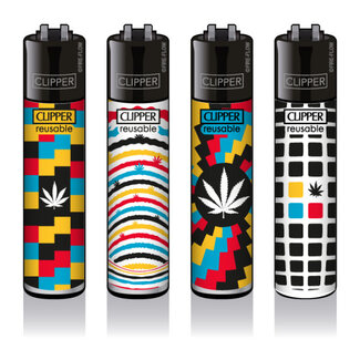 Clipper Set of 4 Clipper Lighters Optical Weed