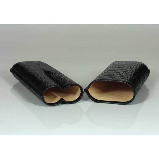 Martin Wess Cigar Case Lizard Black 2 Robustos