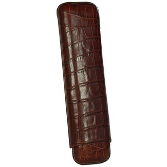 Martin Wess Martin Wess Cigar Case Croco Brown Leather 2 Churchills