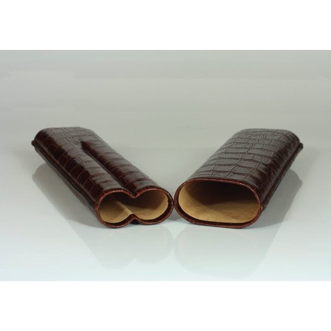 Martin Wess Sigarenetui Croco Brown Leather 2 Churchills