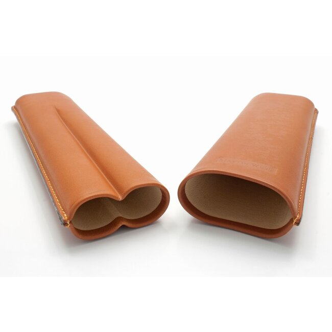 Martin Wess Cigar Case Smooth Natural Leather 2 Churchills
