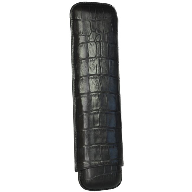 Martin Wess Martin Wess Cigar Case Croco Black Leather 2 Churchills