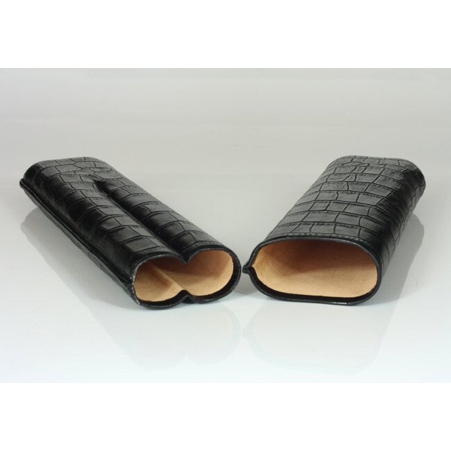 Martin Wess Sigarenetui Croco Black Leather 2 Churchills