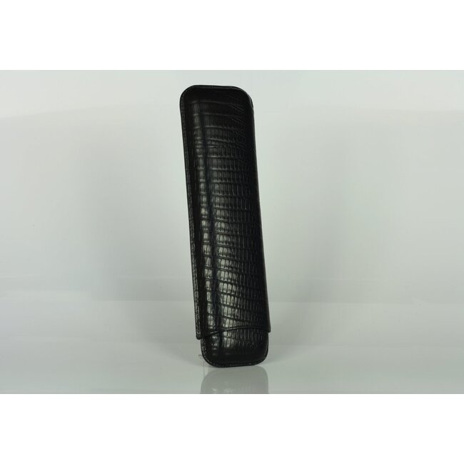 Martin Wess Cigar Case Lizard Black Leather 2 Churchills