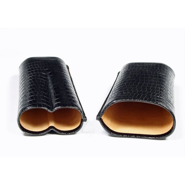 Martin Wess Sigarenetui Lizard Black Leather 2 Churchills
