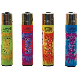 Clipper Set of 4 Clipper Lighters Peace And Love