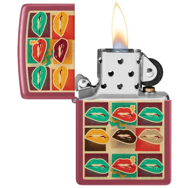 Lighter Zippo Pop Art Lips Design
