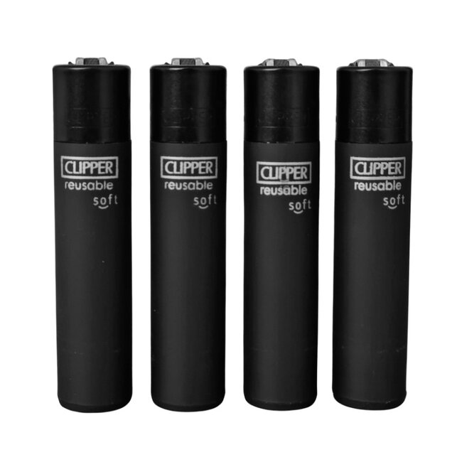 Set of 4 Clipper Lighters Soft Touch All Black