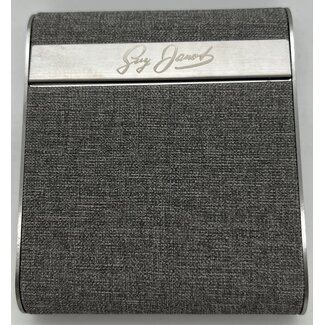 Guy Janot Cigarette Case Metal Canvas Jeans Grey Large