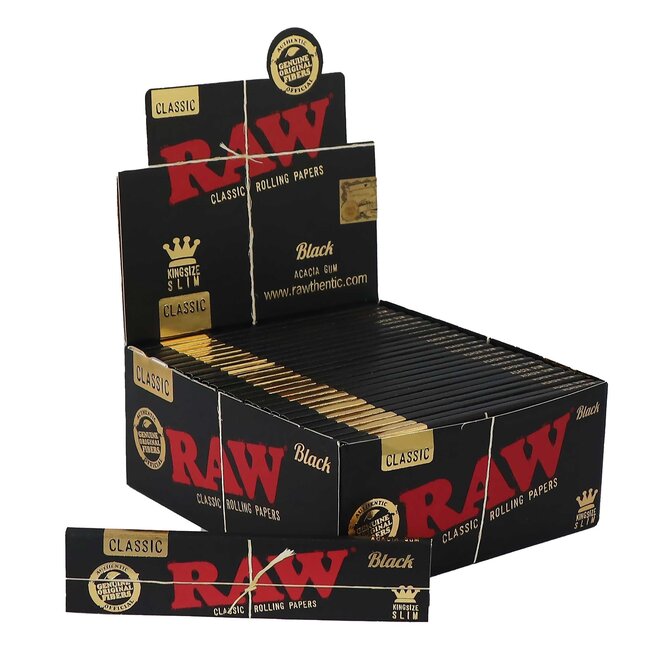 Raw Black Kingsize Slim Rolling Paper Box