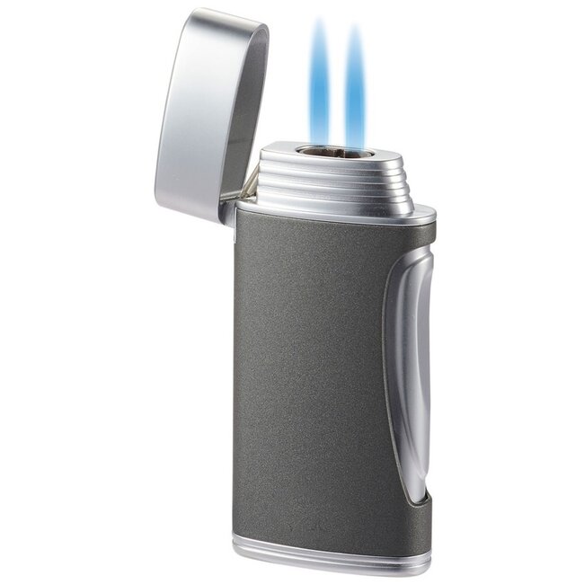 Lighter Caseti Double Jet Chrome Grey Matte