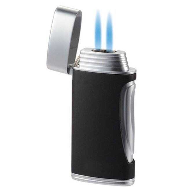 Lighter Caseti Double Jet Chrome Black Matte