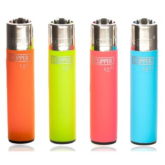 Clipper Set of 4 Clipper Lighters Soft Touch Fluor