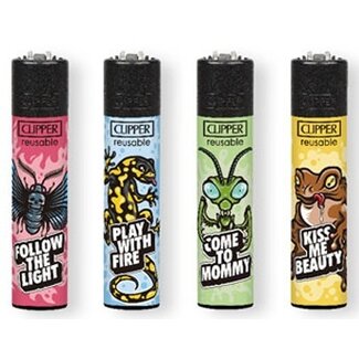Clipper Set of 4 Clipper Lighters Animal Slogan