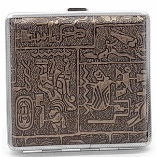Guy Janot Cigarette Case Metal Canvas Inka Brown