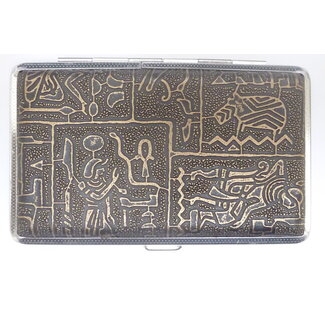 Guy Janot Cigarette Case Metal Canvas Inka Brown Small