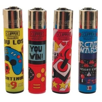Clipper Set van 4 Clipper Aanstekers Retro Gamer