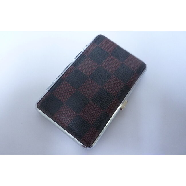 Cigarette Case Metal Squares Brown & Black Small