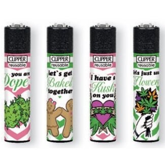 Clipper Set of 4 Clipper Lighters Weed Valentine