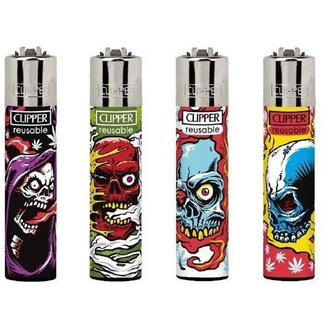 Clipper Set of 4 Clipper Lighters Weed Skulls