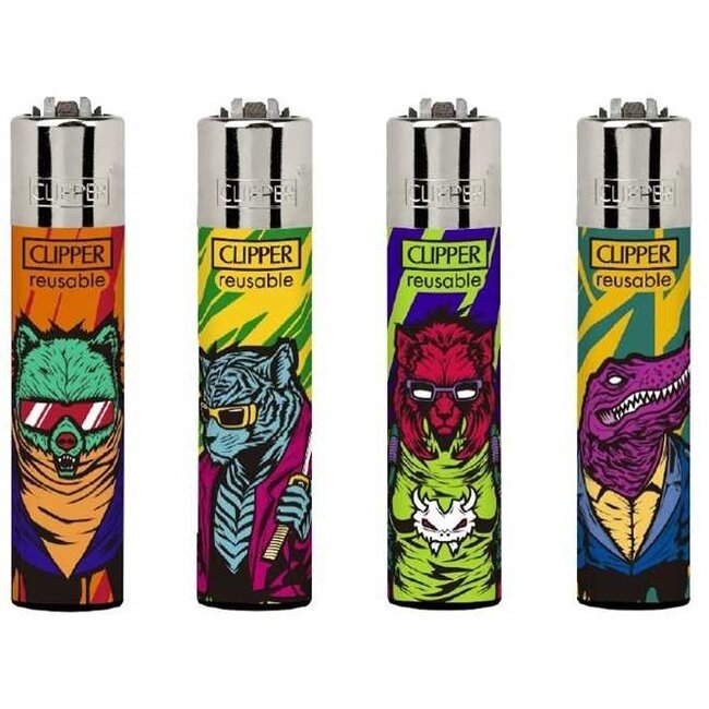 Set of 4 Clipper Lighters Cyberpunk Animals