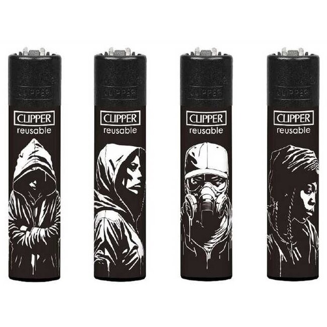 Set of 4 Clipper Lighters Stencil Style