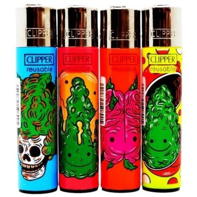 Set of 4 Clipper Lighters Strange Weed