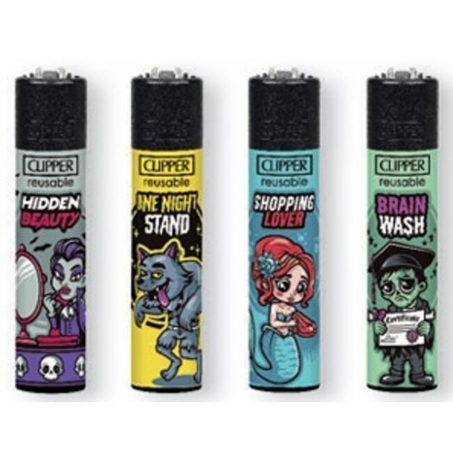 Set of 4 Clipper Lighters Brain Wash