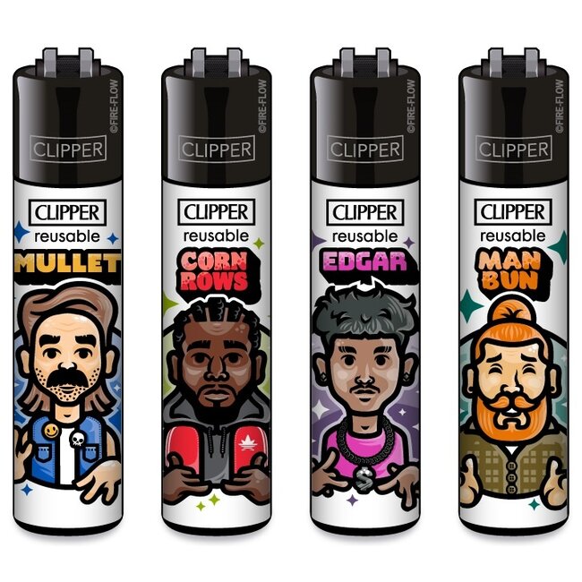 Set of 4 Clipper Lighters Men Haircuts