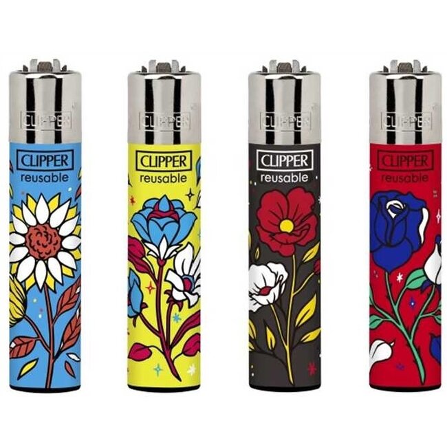 Set of 4 Clipper Lighters Fall Flowers