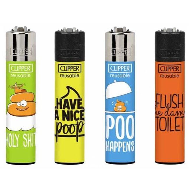 Set of 4 Clipper Lighters Pooping