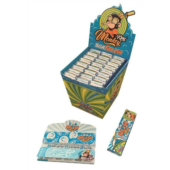 Monkey King Blue Splash Kingsize Slim Rolling Paper & Tips