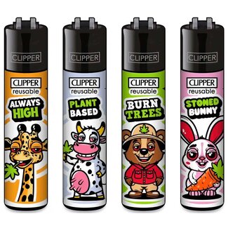 Clipper Set of 4 Clipper Lighters Stoned Animals 2