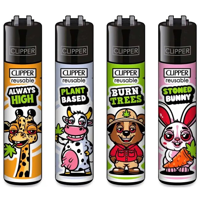 Set of 4 Clipper Lighters Stoned Animals 2