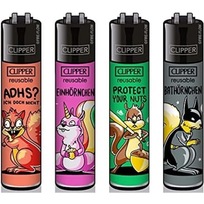 Set of 4 Clipper Lighters Squirrels