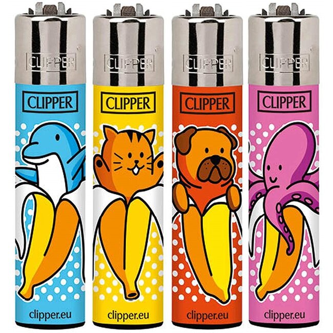 Set of 4 Clipper Lighters Bananas