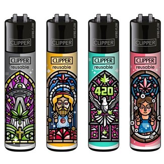 Clipper Set of 4 Clipper Lighters Church Windows