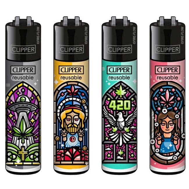 Set of 4 Clipper Lighters Church Windows
