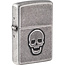 Lighter Zippo Antique Silver Plate Stamped Skull
