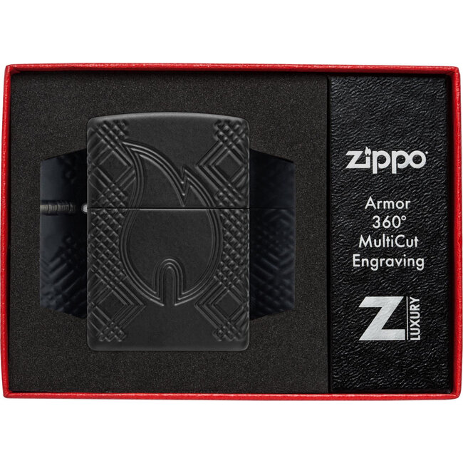 Aansteker Zippo Armor Case Deep Carved Flame