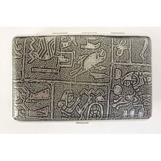Guy Janot Cigarette Case Metal Canvas Inka Silver Small