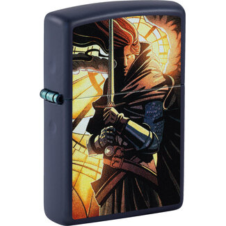 Zippo Aansteker Zippo Navy Blue Matte Medieval Warrior