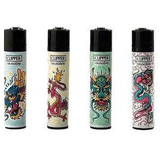 Clipper Set of 4 Clipper Lighters Asian Dragons