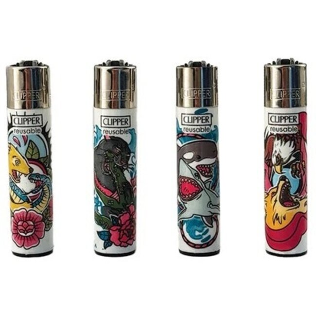 Set van 4 Clipper Aanstekers Battle Tattoo